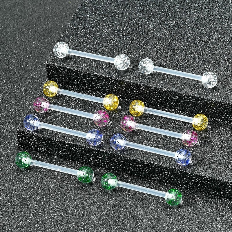 FECTAS 14G Plastic Nipple Rings for Surgery Plastic Tongue Rings Bioflex Flexible Acrylic Piercing Retainer 5 Pairs 14/16/18mm - Image 3